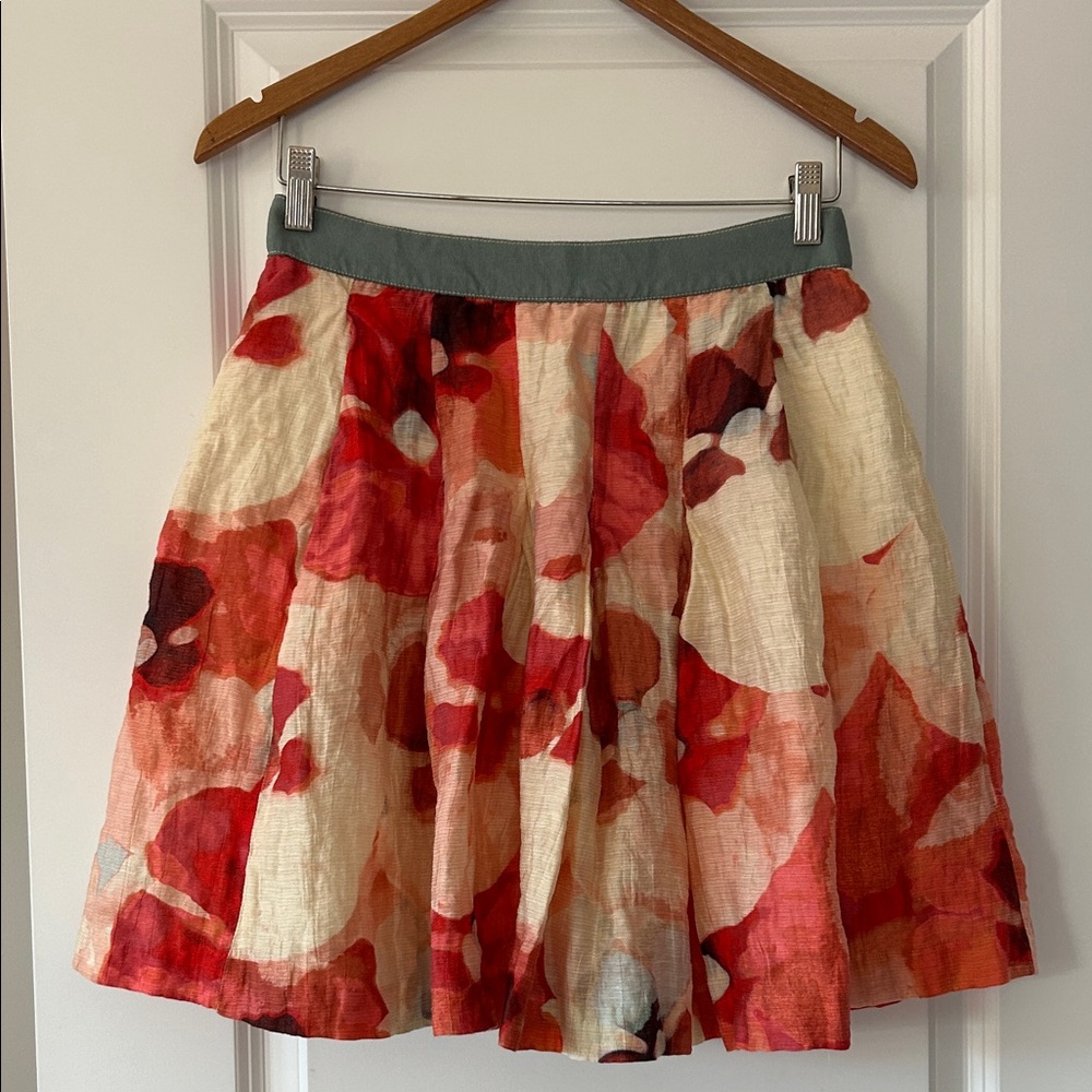 LOFT Abstract Floral Print Full Skirt Sz 4 w MEASUREMENTS with Pockets, Zipper